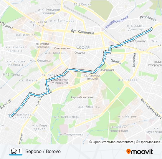 1 Trolleybus Line Map