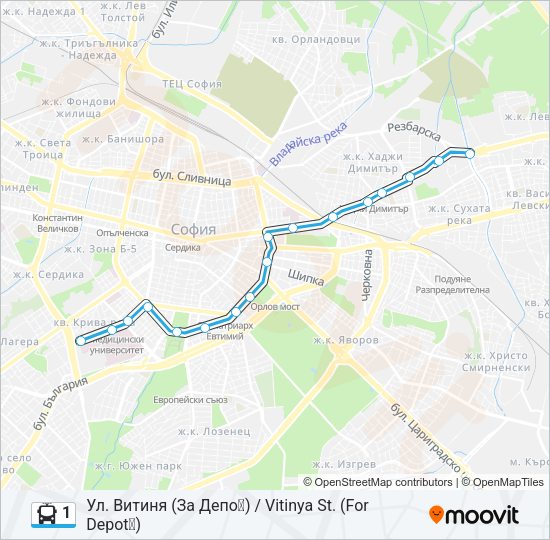 1 Trolleybus Line Map