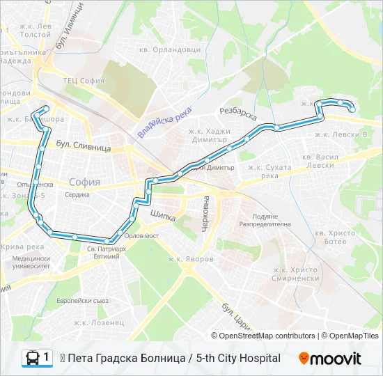 1 тролейбус Карта на Линията