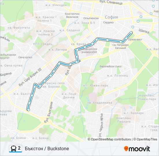 2 Trolleybus Line Map