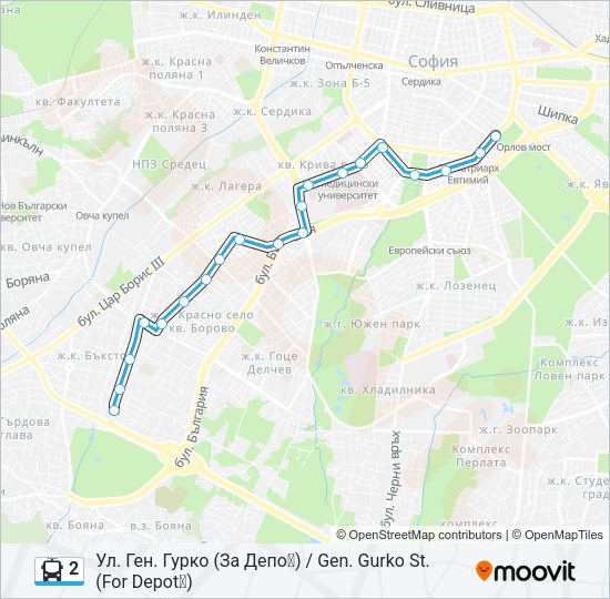 2 Trolleybus Line Map