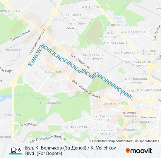 6 тролейбус Карта на Линията