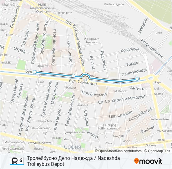 6 trolleybus Line Map