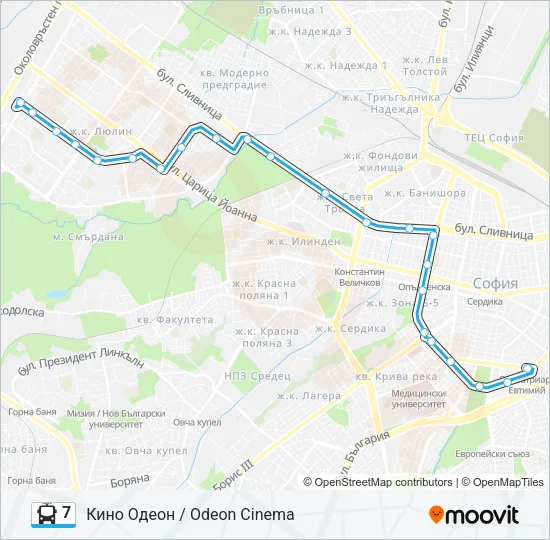 7 тролейбус Карта на Линията