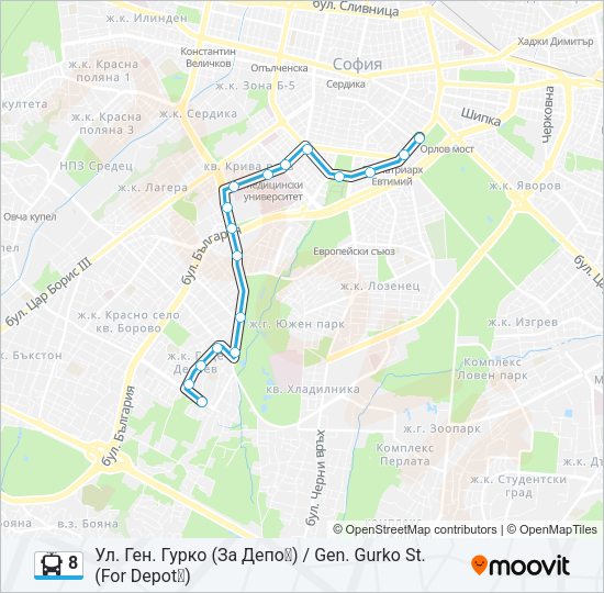 8 Trolleybus Line Map