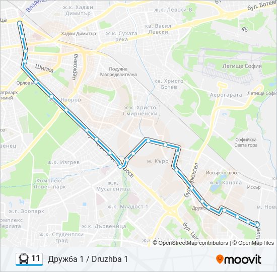 Троллейбус 11: карта маршрута