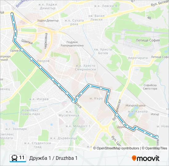 11 тролейбус Карта на Линията