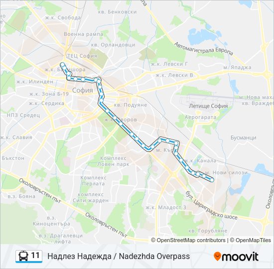 11 тролейбус Карта на Линията