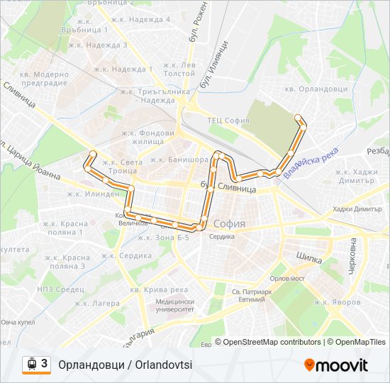 3 трамвай Карта на Линията