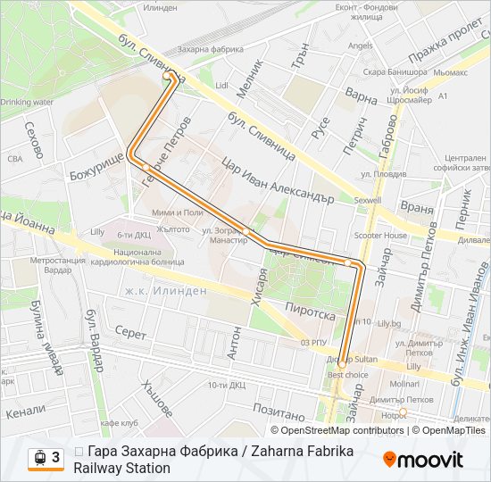 3 трамвай Карта на Линията
