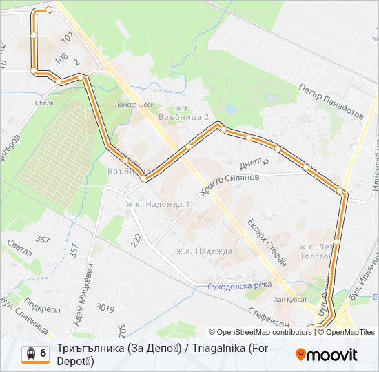6 трамвай Карта на Линията