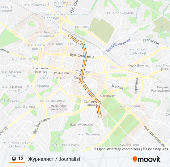 12 трамвай Карта на Линията