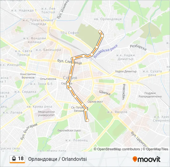 18 трамвай Карта на Линията