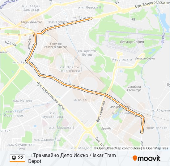 22 трамвай Карта на Линията