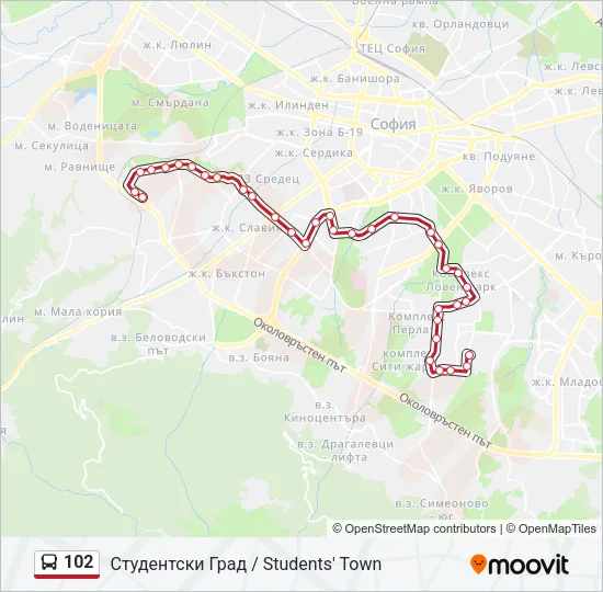 102 Bus Line Map