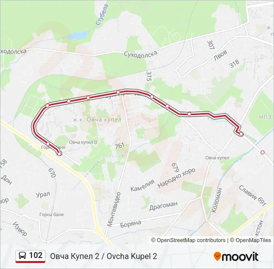 102 Bus Line Map