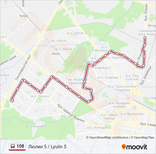 108 bus Line Map