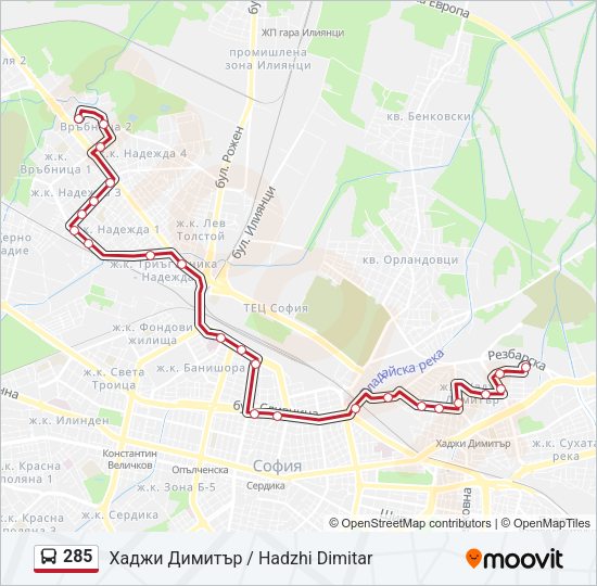 285 Bus Line Map