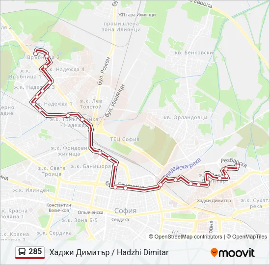 285 Bus Line Map