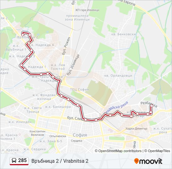 285 bus Line Map