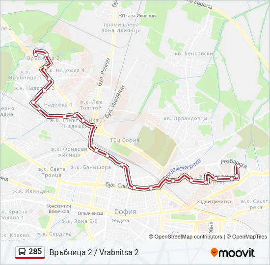 285 Bus Line Map