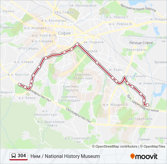 304 Bus Line Map