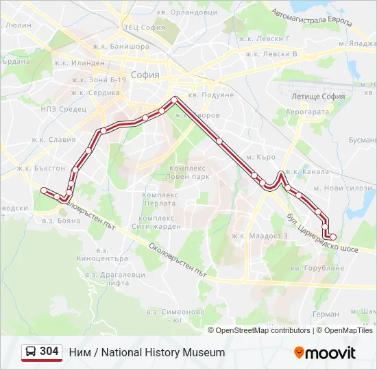 304 Bus Line Map