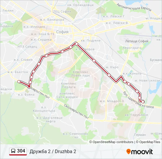 304 Bus Line Map