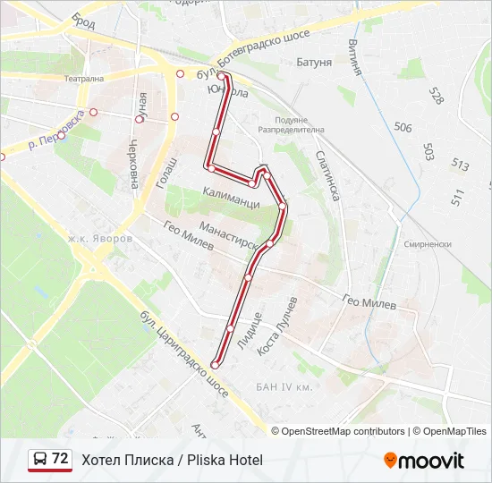 72 Bus Line Map