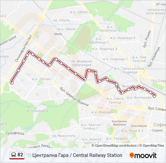 82 Bus Line Map