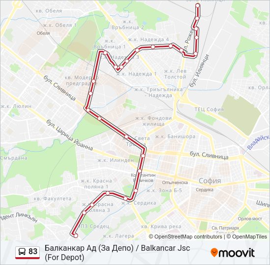83 Bus Line Map