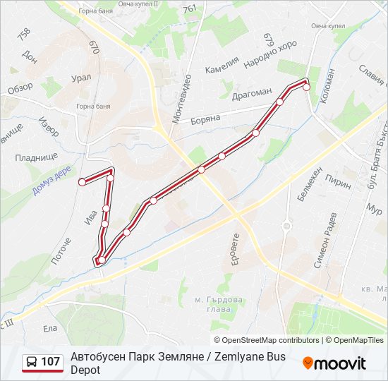 107 bus Line Map