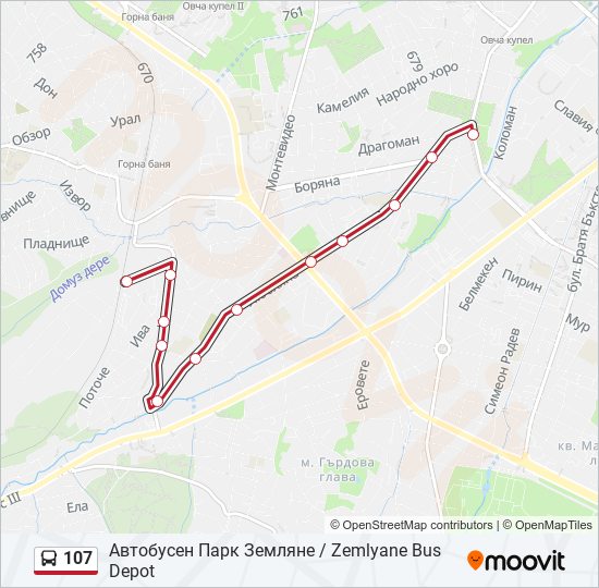 Маршрут автобуса 107 на карте Минска. Карта автопарк