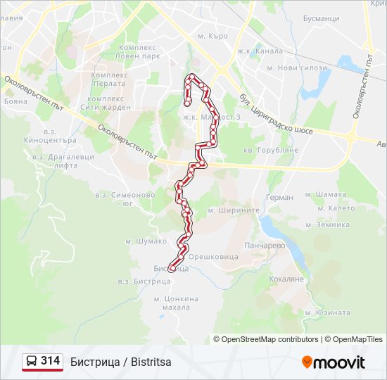 314 bus Line Map