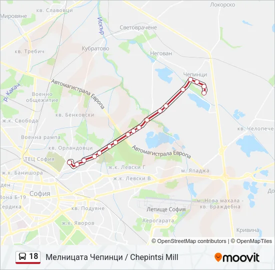 18 Bus Line Map