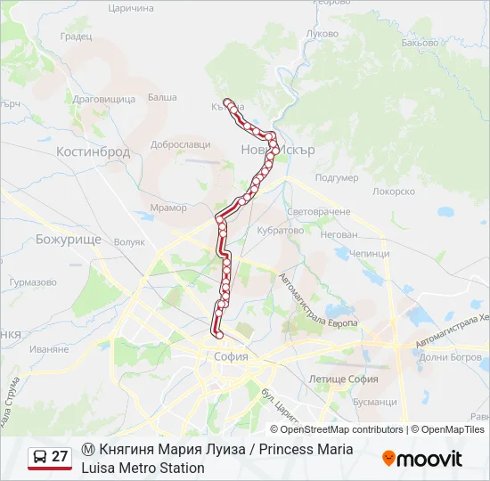 Автобус 27: карта маршрута