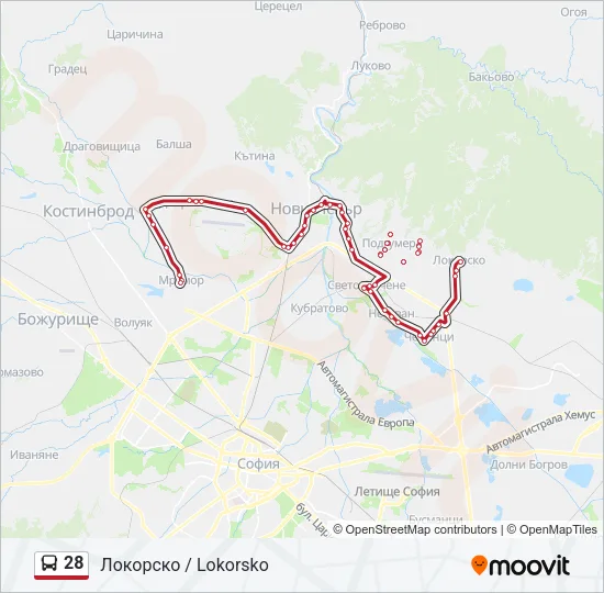 Автобус 28: карта маршрута