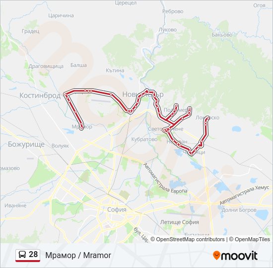 28 Bus Line Map