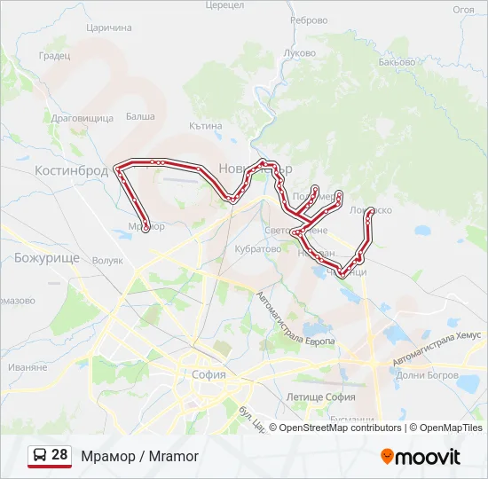 Автобус 28: карта маршрута