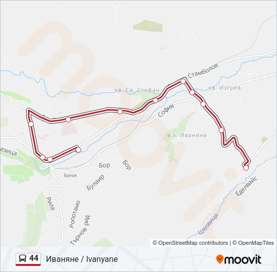 44 автобус Карта на Линията