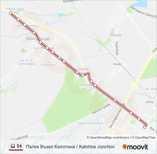 54 Bus Line Map