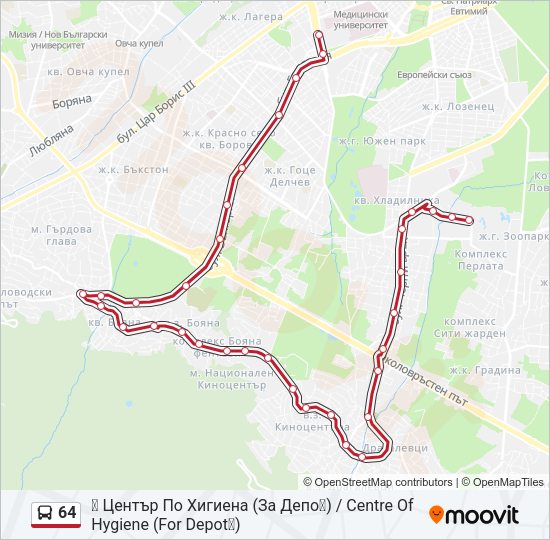 Автобус 64: карта маршрута