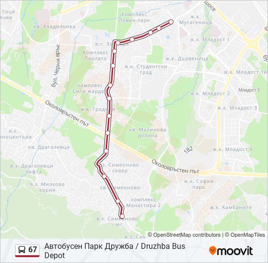 67 bus Line Map