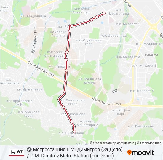67 Bus Line Map