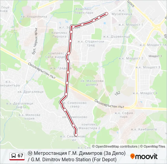 67 Bus Line Map