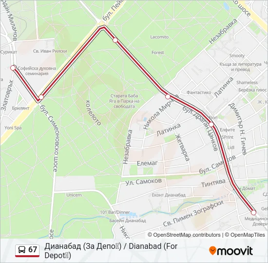 67 Bus Line Map