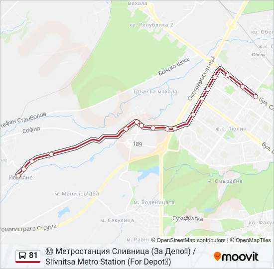 81 автобус Карта на Линията