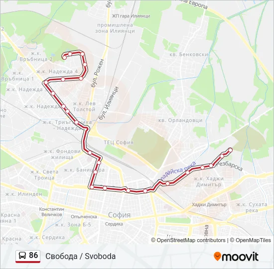 86 Bus Line Map