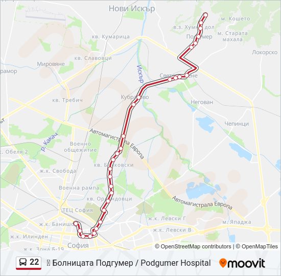 22 Bus Line Map