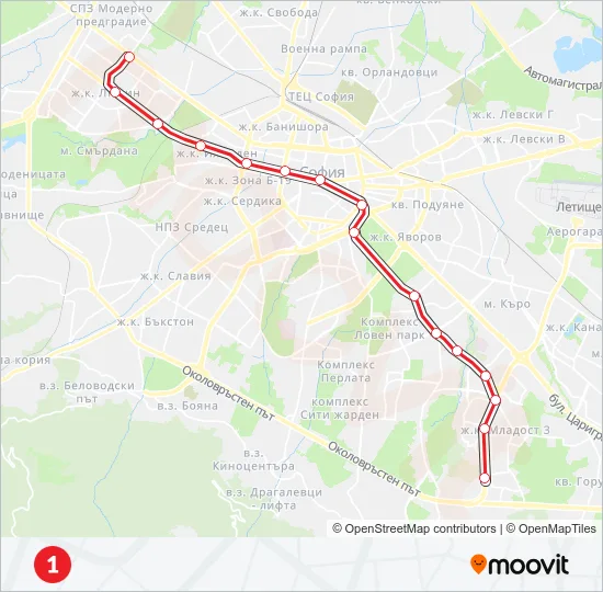 М1 метро Карта на Линията